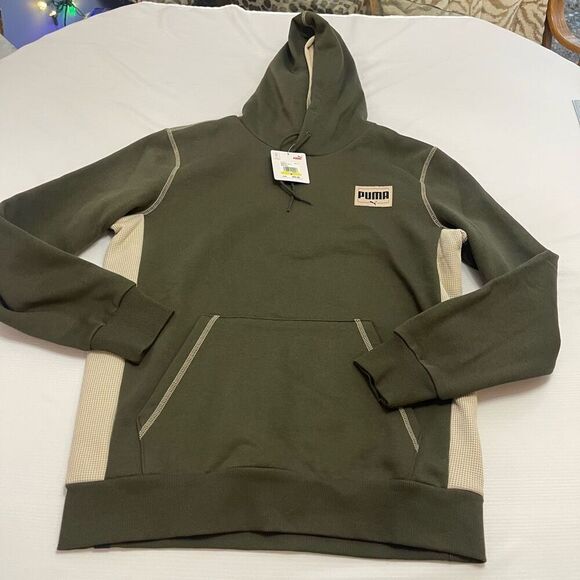NWT Puma Dark Olive Patched Up Hoodie Sweatshirt Size Medium New - Picture 1 of 9